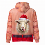 Funny Santa Sheep Hairy Belly Hoodie - Custom Name Fluffy Sheep Christmas