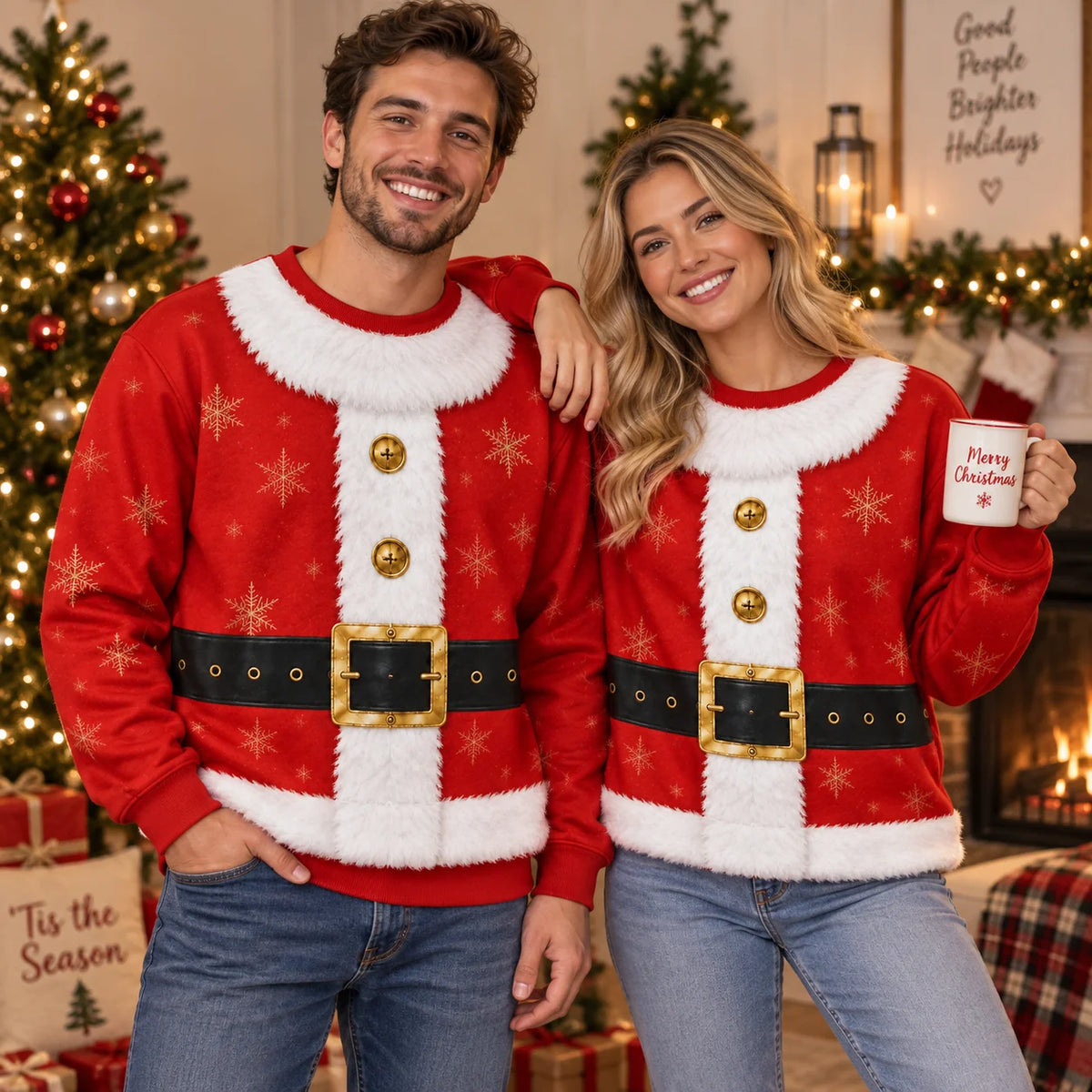 Funny Santa Suit Festive Holiday Party Pullover Christmas Sweater
