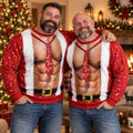 Funny Shirtless Santa Body Illusion Holiday Party Ugly Christmas Sweater