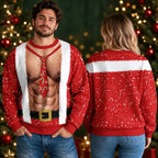 Funny Shirtless Santa Body Illusion Holiday Party Ugly Christmas Sweater