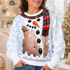 Funny Snowman & Gingerbread Body Illusion Christmas Sweater