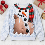 Funny Snowman & Gingerbread Body Illusion Christmas Sweater