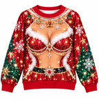Funny Sparkling Santa Corset Illusion Holiday Party Christmas Ugly Sweater