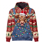 Funny Texas Longhorn Christmas Hoodie - Overalls Ugly Sweater Print