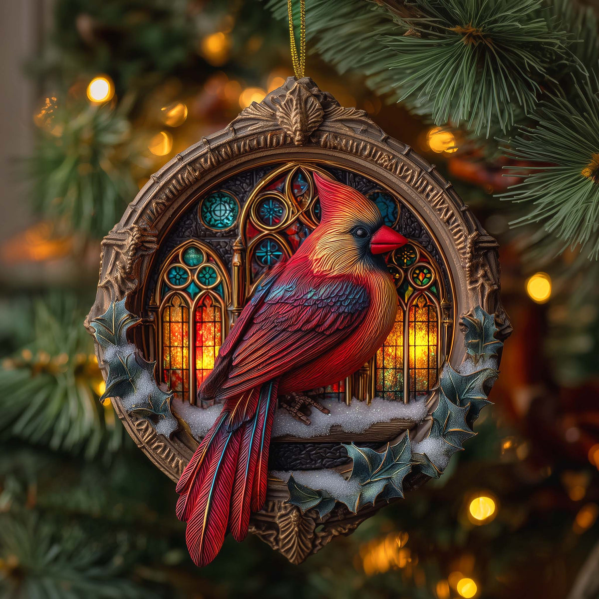 Ruby Crest Songbird Mica Ornament