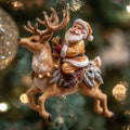 Starlight Santa Sleigh Flight Christmas Mica Ornament