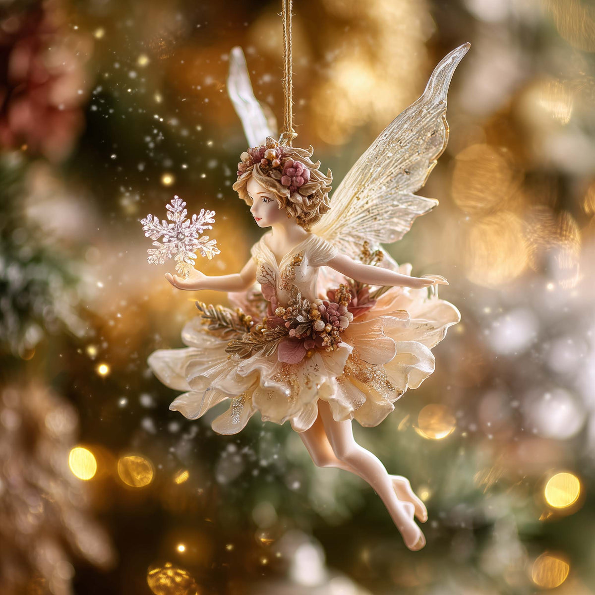 Northern Lights Celestial Pixie Christmas Mica Ornament