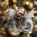 Dragon Rider Santa Christmas Mica Ornament