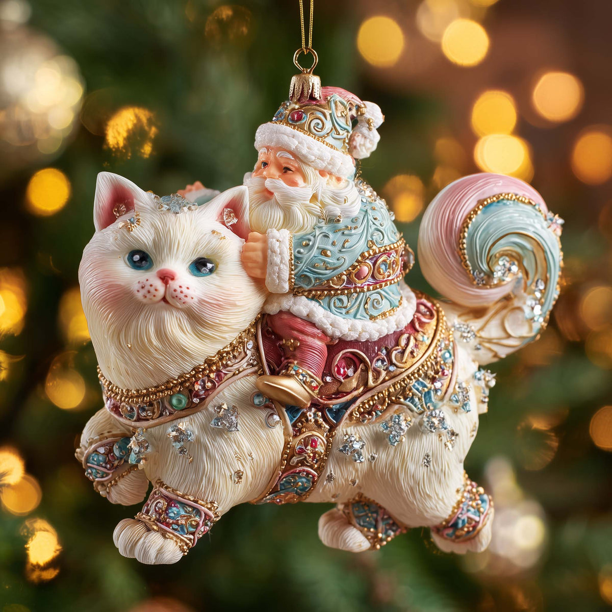 Starlit Midnight Sleigh Journey Christmas Mica Ornament