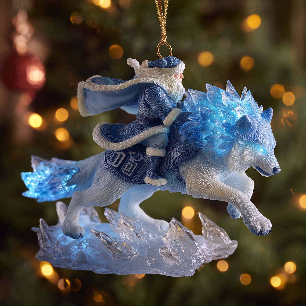 Arctic Timberwolf Sled Driver Christmas Mica Ornament