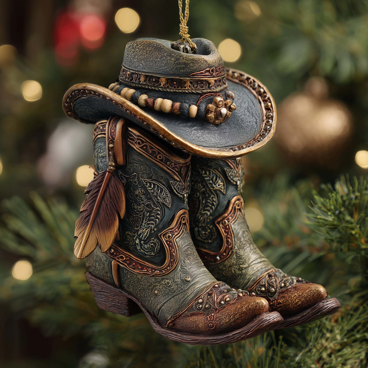 Christmas Mica Cowboy Boots Christmas Mica Ornament