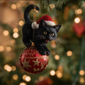 Black Cat Christmas Mica Ornament