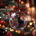 Curious Black Kitten Holiday Sparkle Christmas Mica Ornament