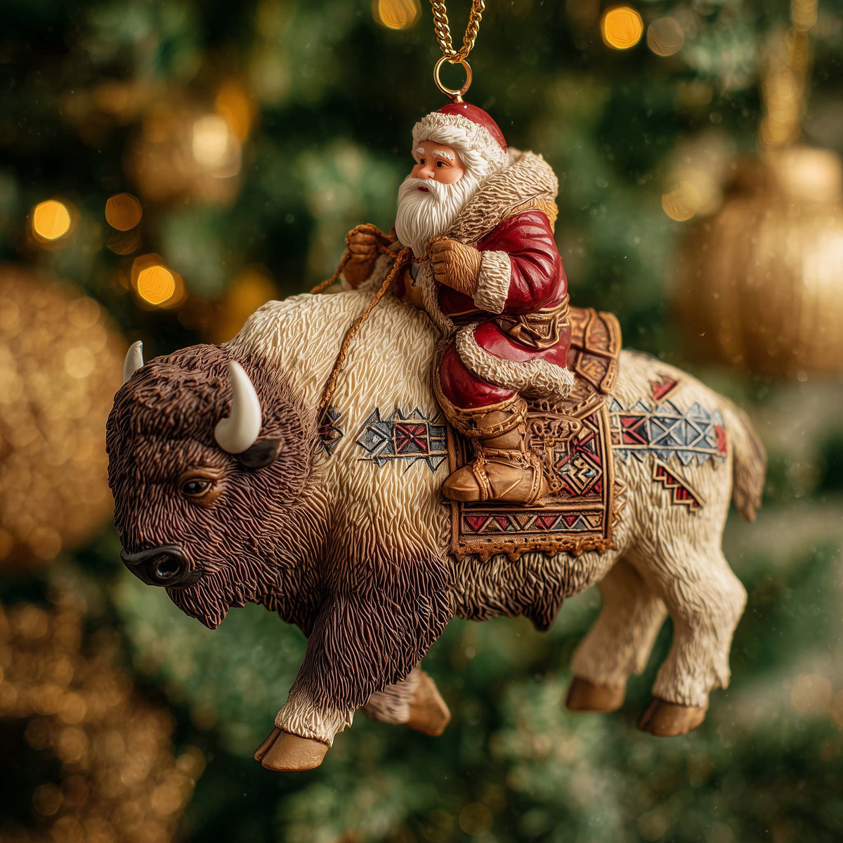 Native Santa Christmas Mica Ornament