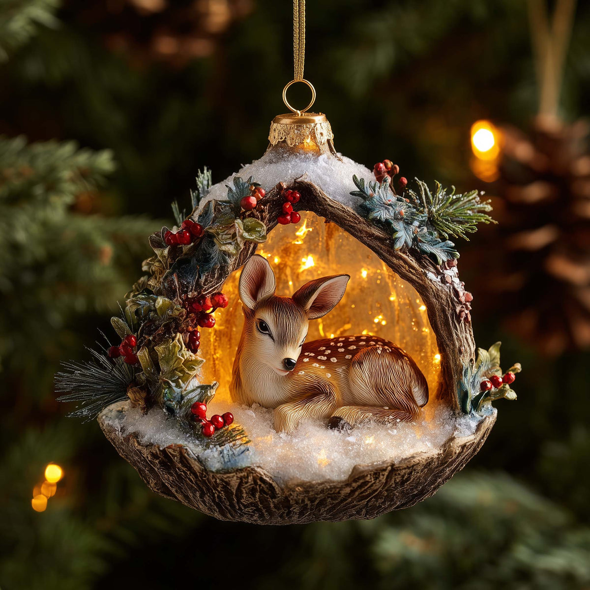 Velvet Woodland Buck Mica Ornament