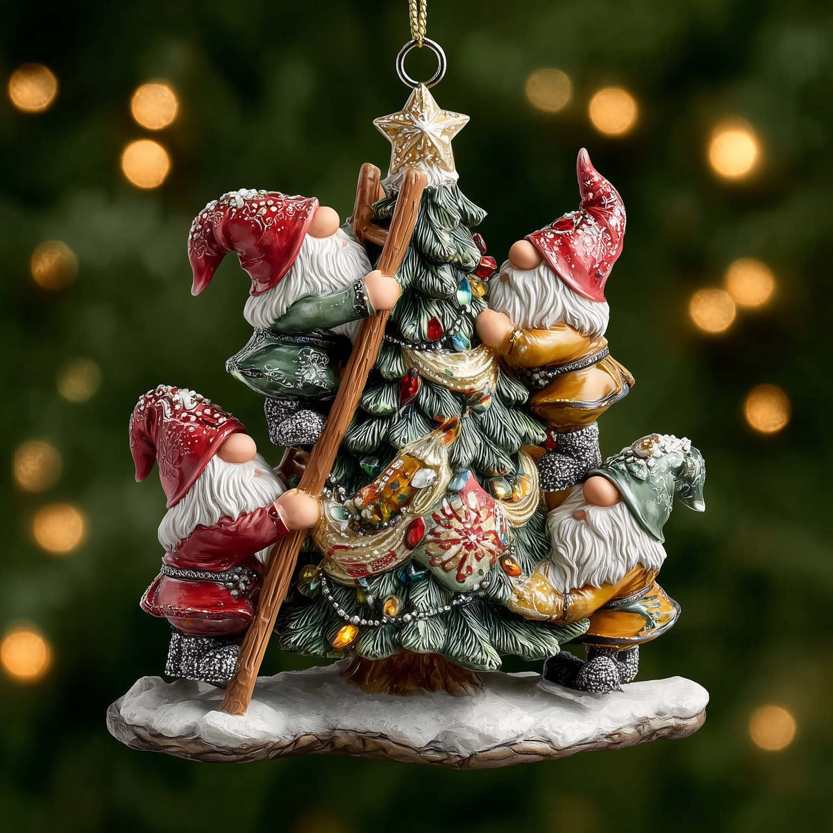 Winter Whimsy Snowy Gnome Christmas Mica Ornament