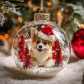 Festive Corgi Pup Christmas Mica Ornament