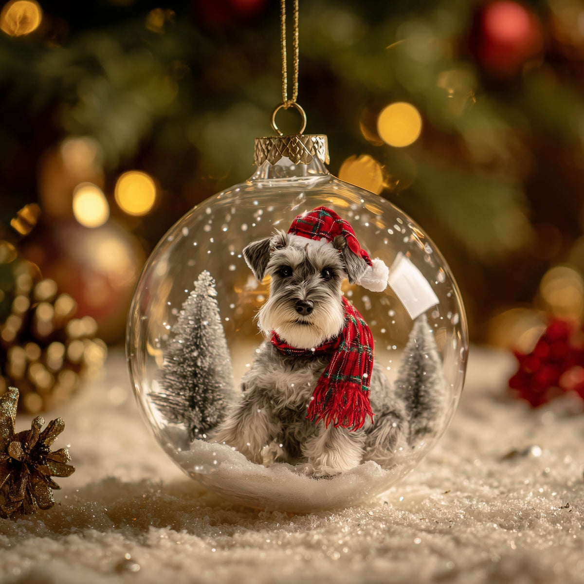 Christmas Mica Schnauzer Christmas Mica Ornament