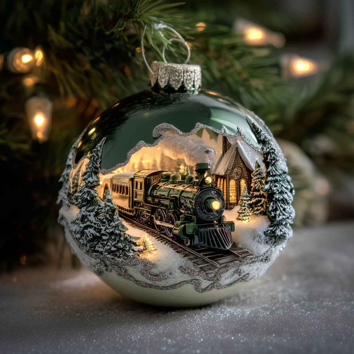 Golden Railway Christmas Mica Ornament