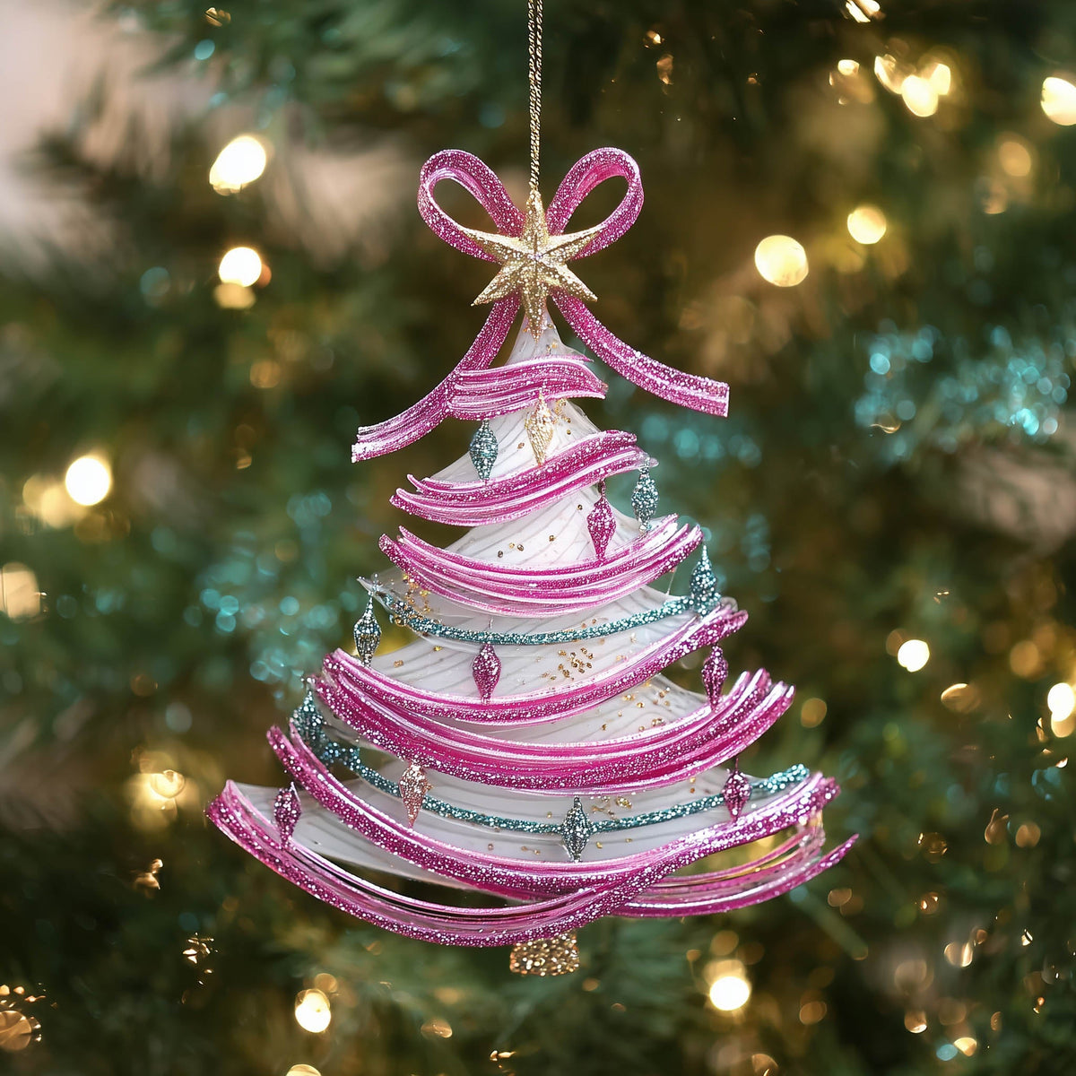 Pink Christmas Christmas Mica Ornament