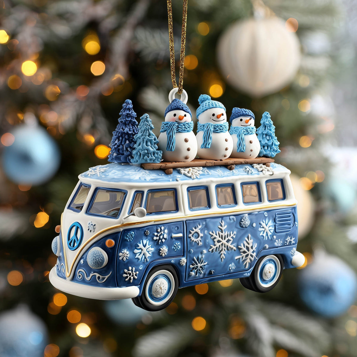 Vintage Wanderlust Minibus Mica Ornament