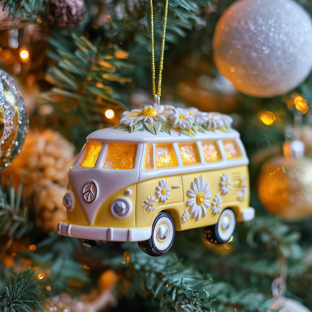 Groovy Roadtrip Festive Mica Ornament