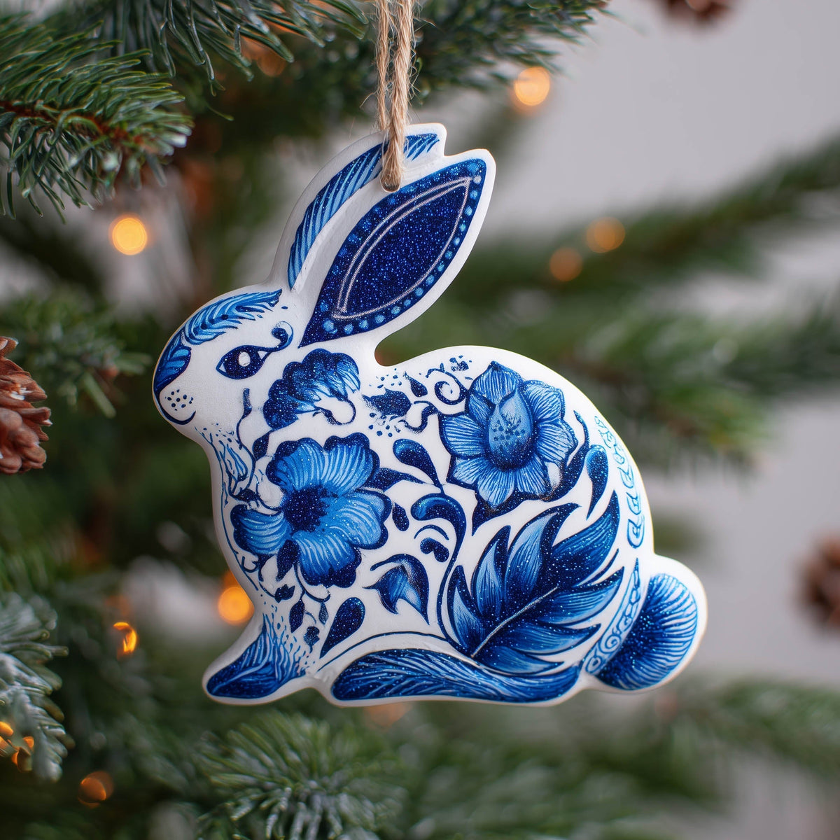 Adorable Rabbit Christmas Mica Ornament