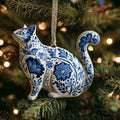 Playful Tabby Ribbon Mica Ornament