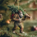 Festive Log Hauler Tractor Christmas Mica Ornament