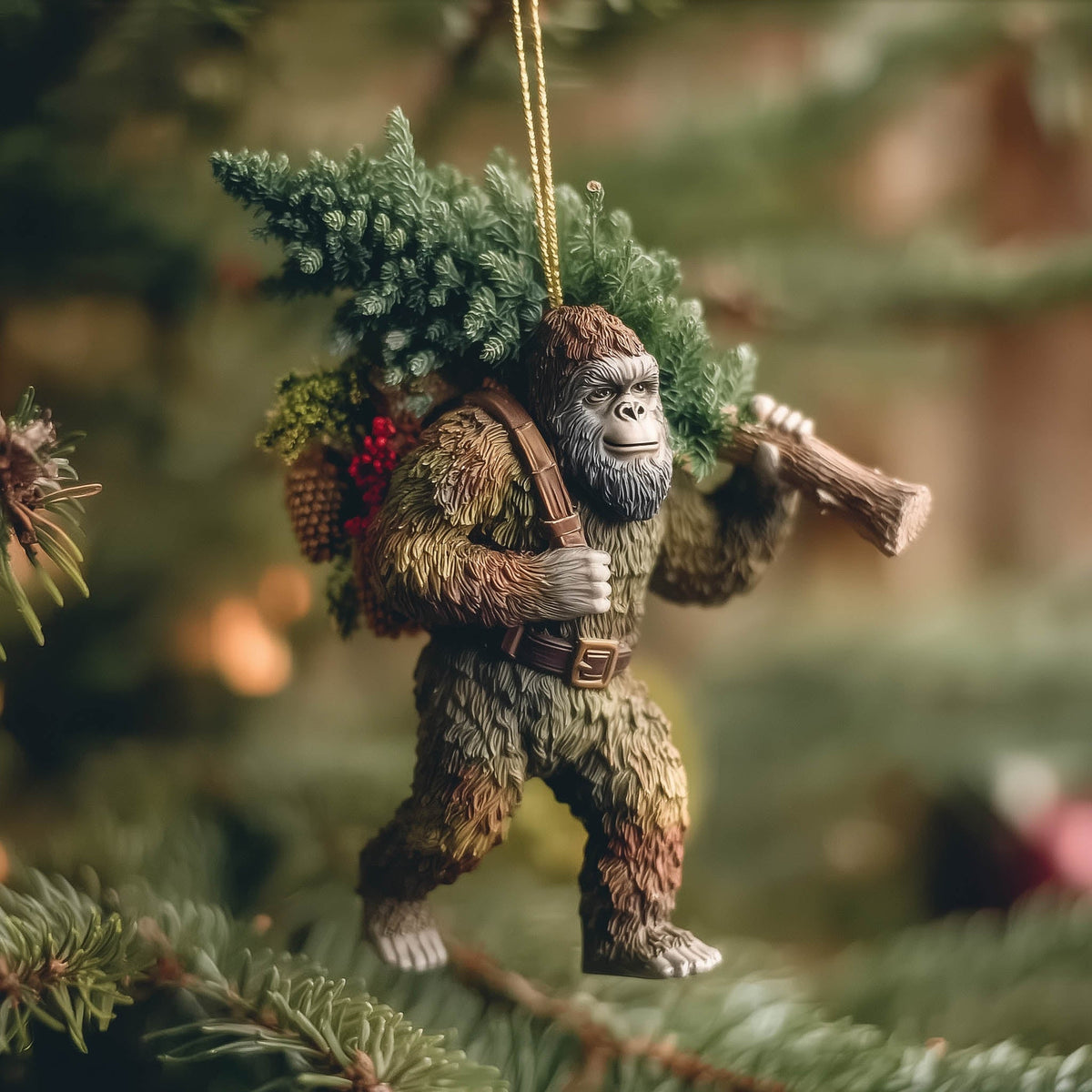 Festive Log Hauler Tractor Christmas Mica Ornament