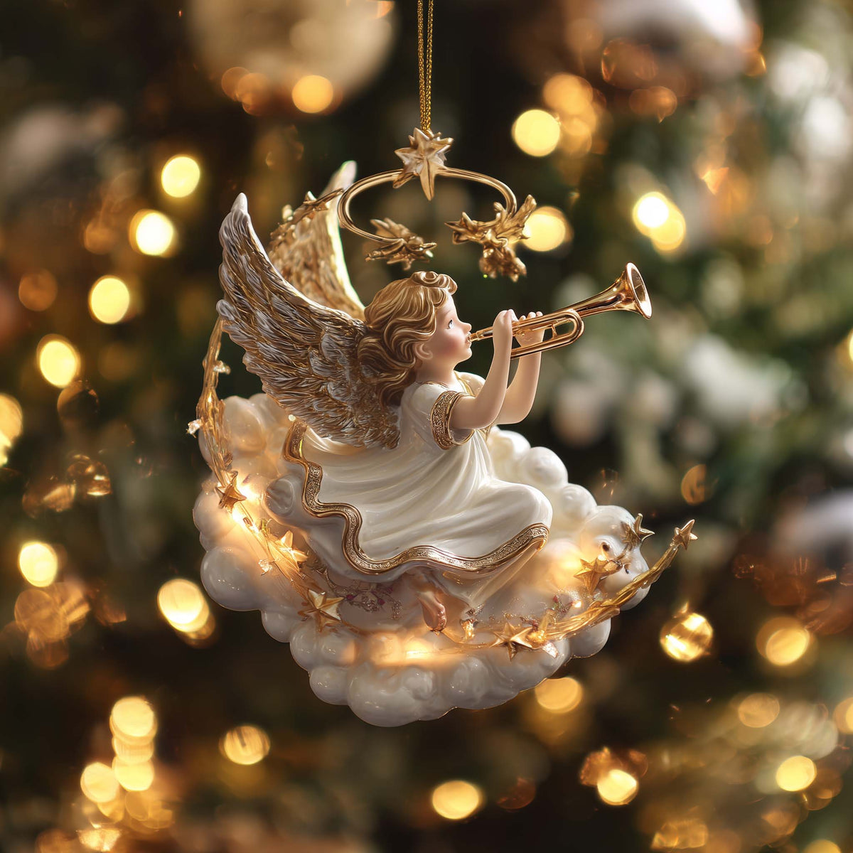 Celestial Angel Serenade Christmas Mica Ornament