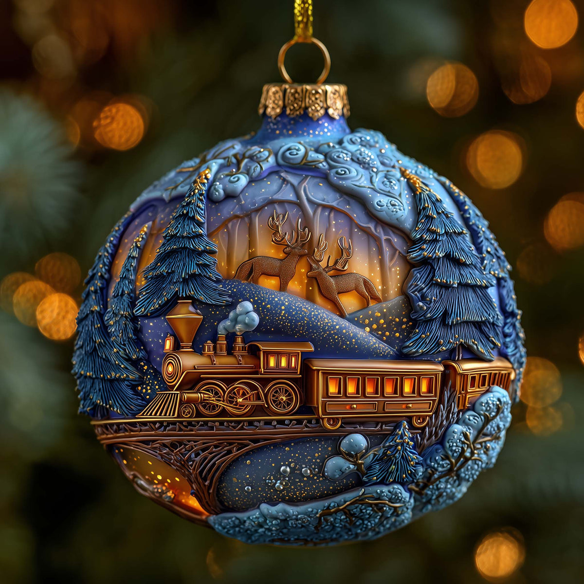 Polar Express Holiday Toy Train Christmas Mica Ornament
