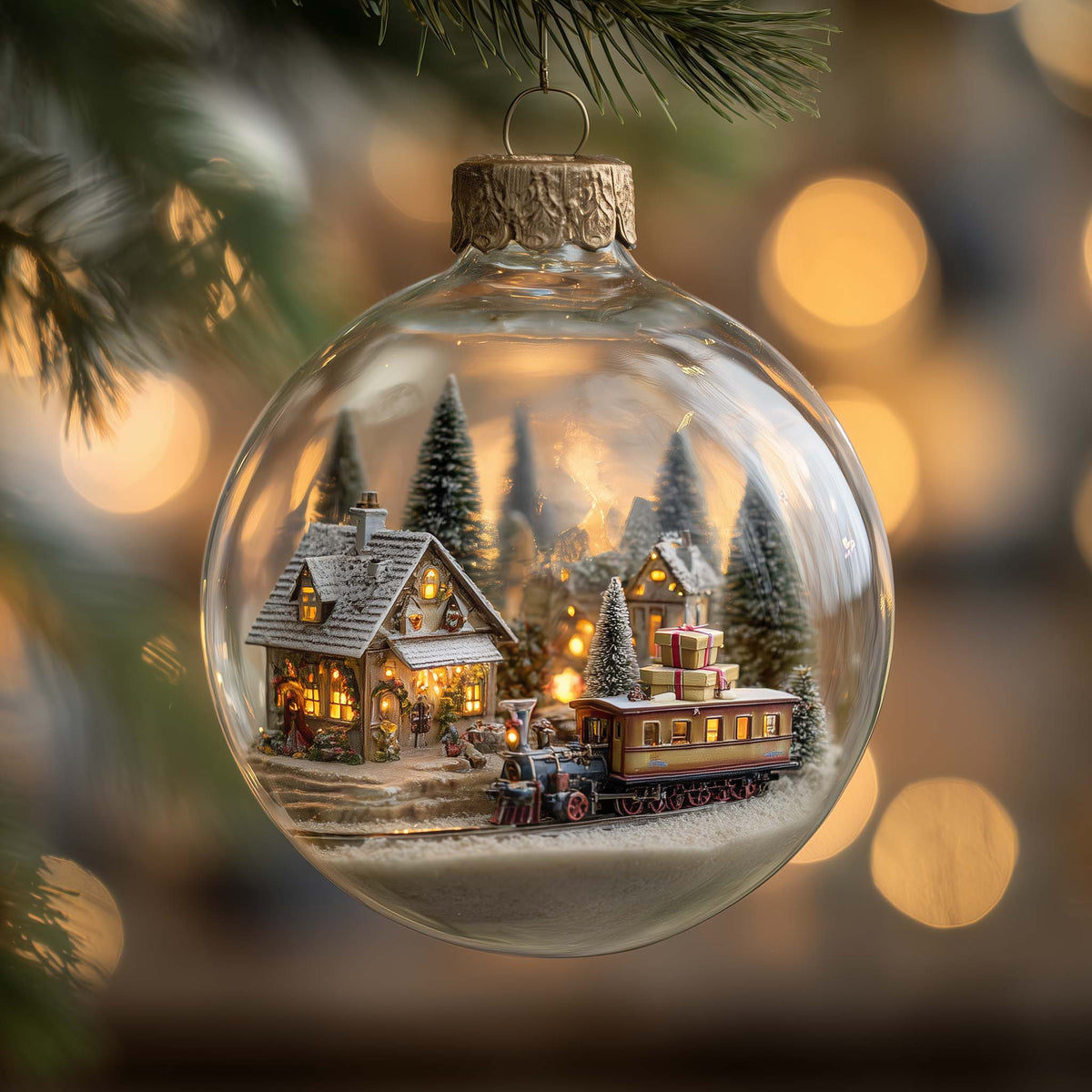 Snowy Village Christmas Mica Ornament