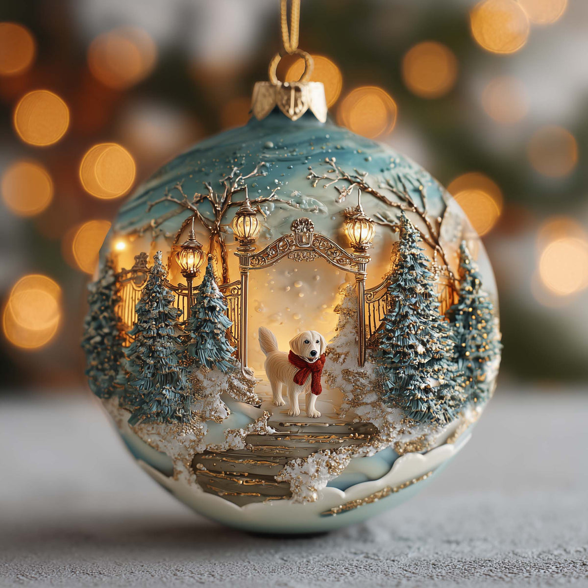 Golden Retriever Christmas Mica Ornament