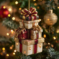Golden Gift Tower Christmas Mica Ornament