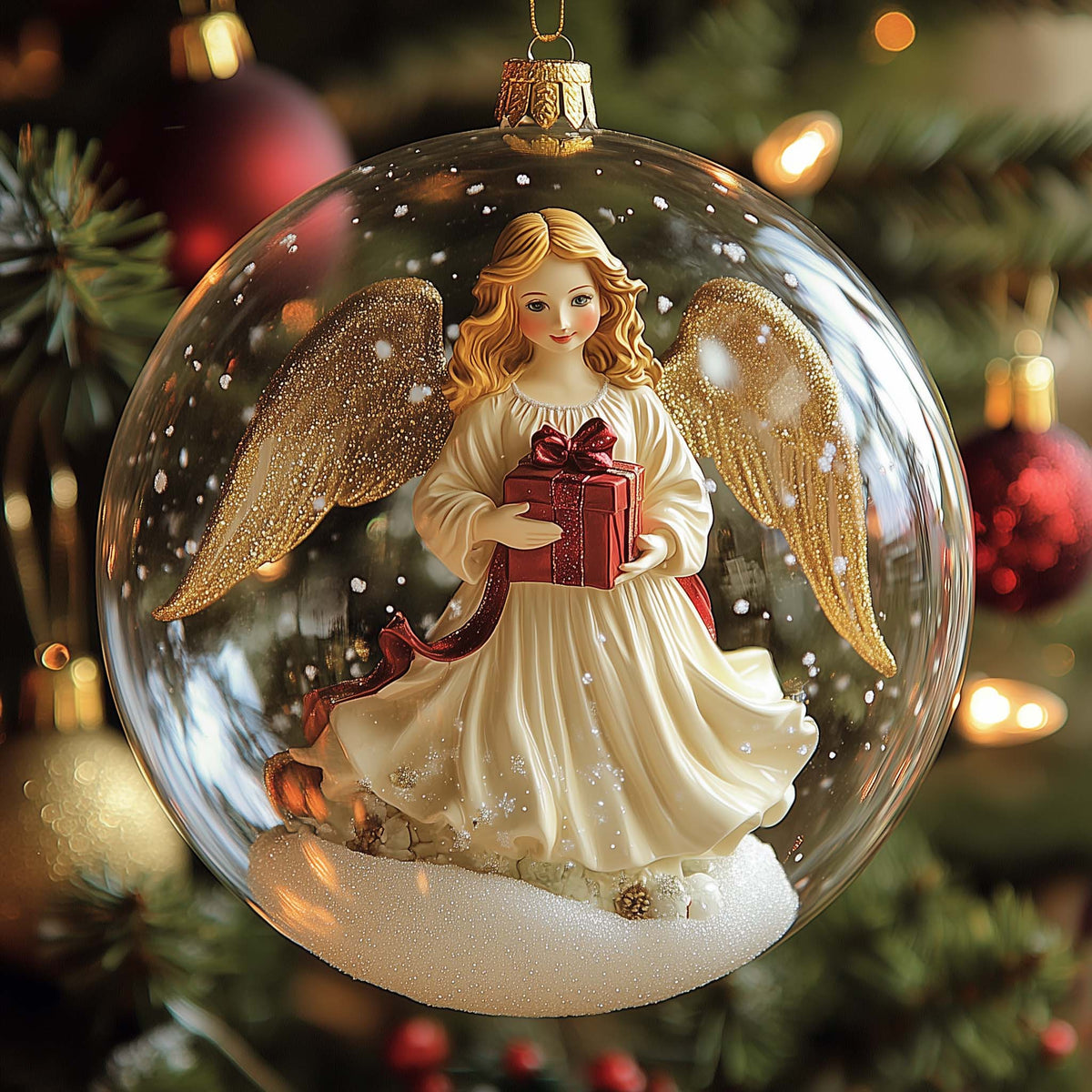 Festive Angel Christmas Mica Ornament