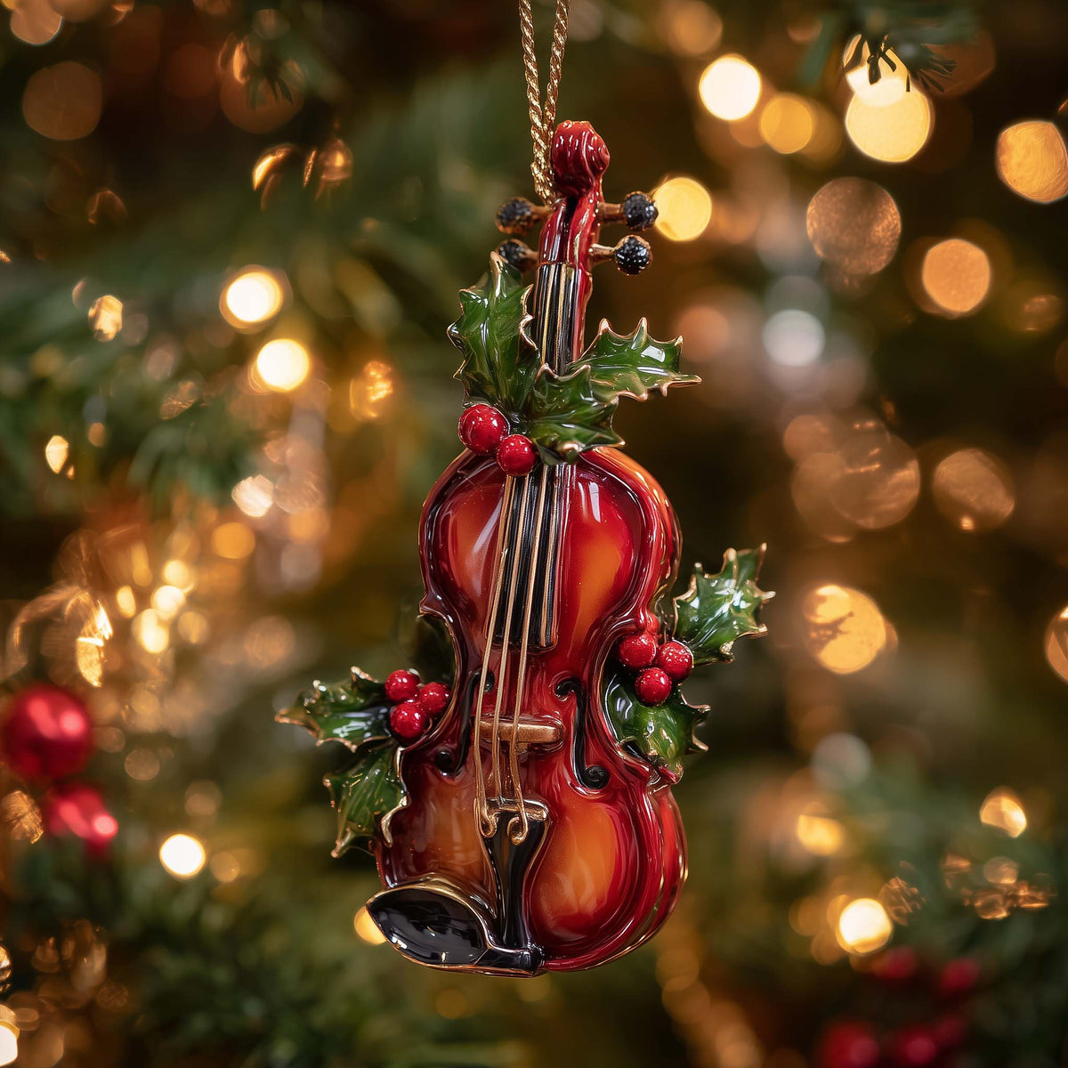 Holly Harmony Christmas Mica Ornament