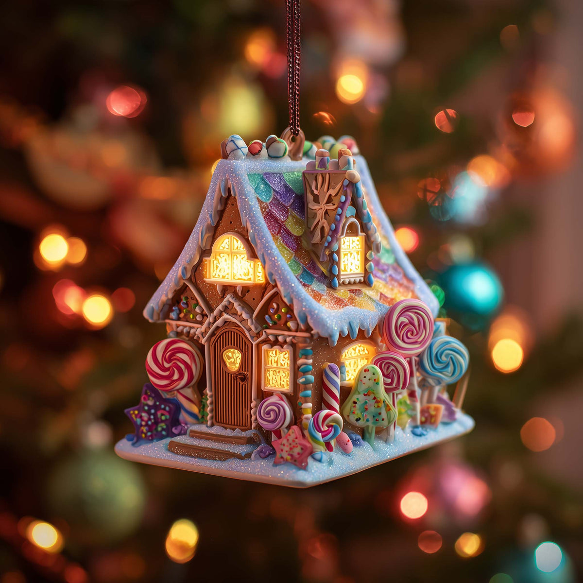 Candy Cottage Delight Christmas Mica Ornament