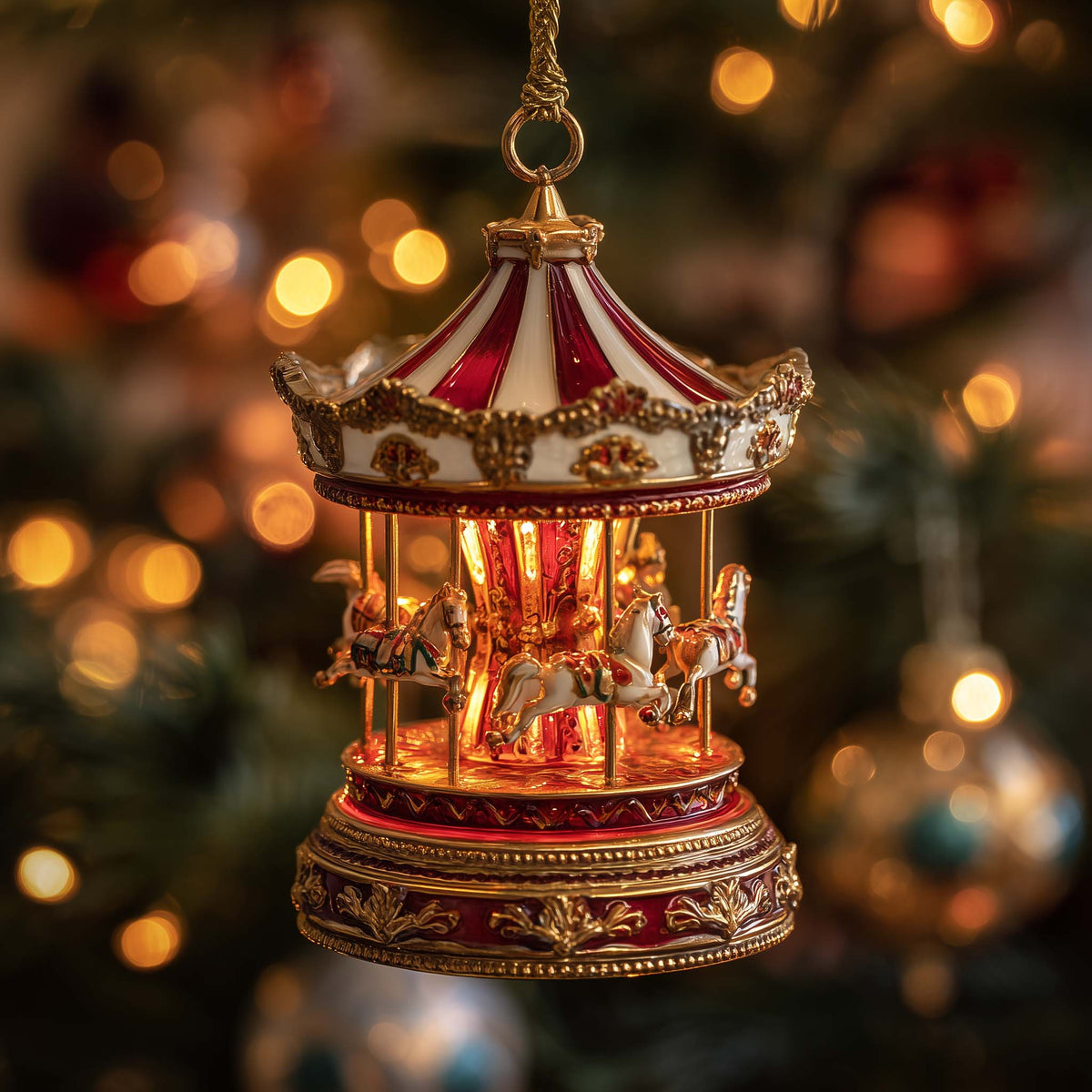 Merry Carousel Lights Christmas Mica Ornament