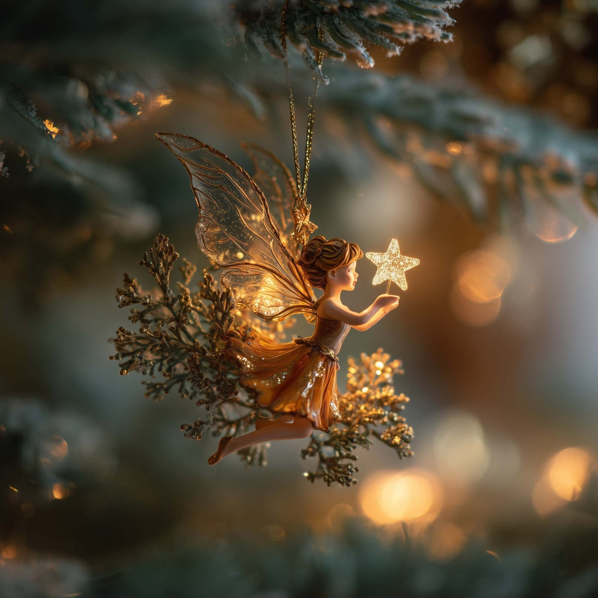 Starlit Fairy Wish Christmas Mica Ornament