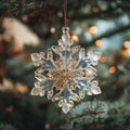 Sparkling Glacial Snowflake Blossom Christmas Mica Ornament