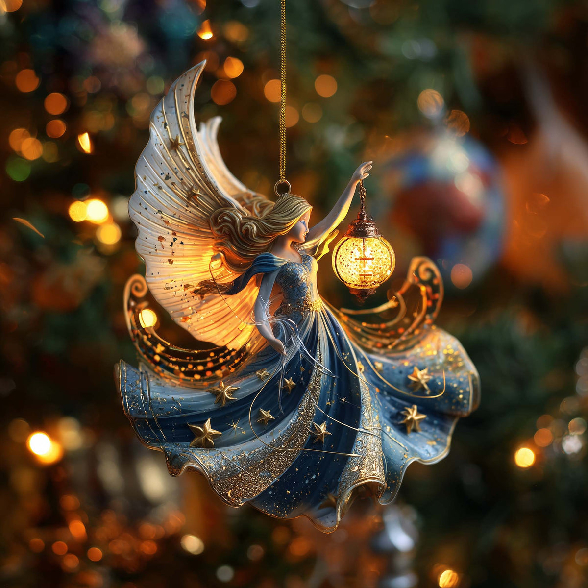 Radiant Halo Guardian Angel Christmas Mica Ornament