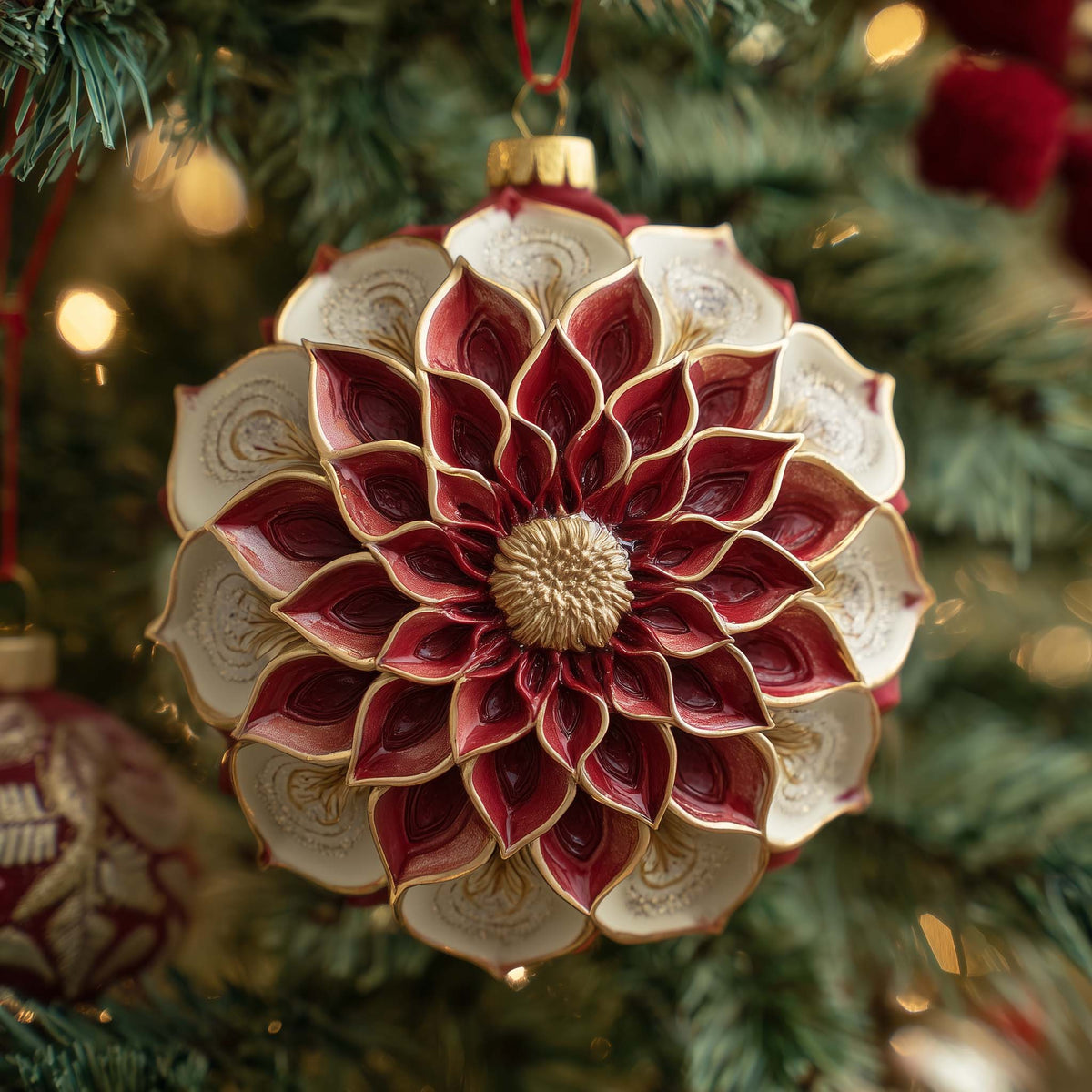 Scarlet Poinsettia Botanical Bloom Christmas Mica Ornament