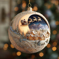 Moonlit Santa Village Globe Christmas Mica Ornament