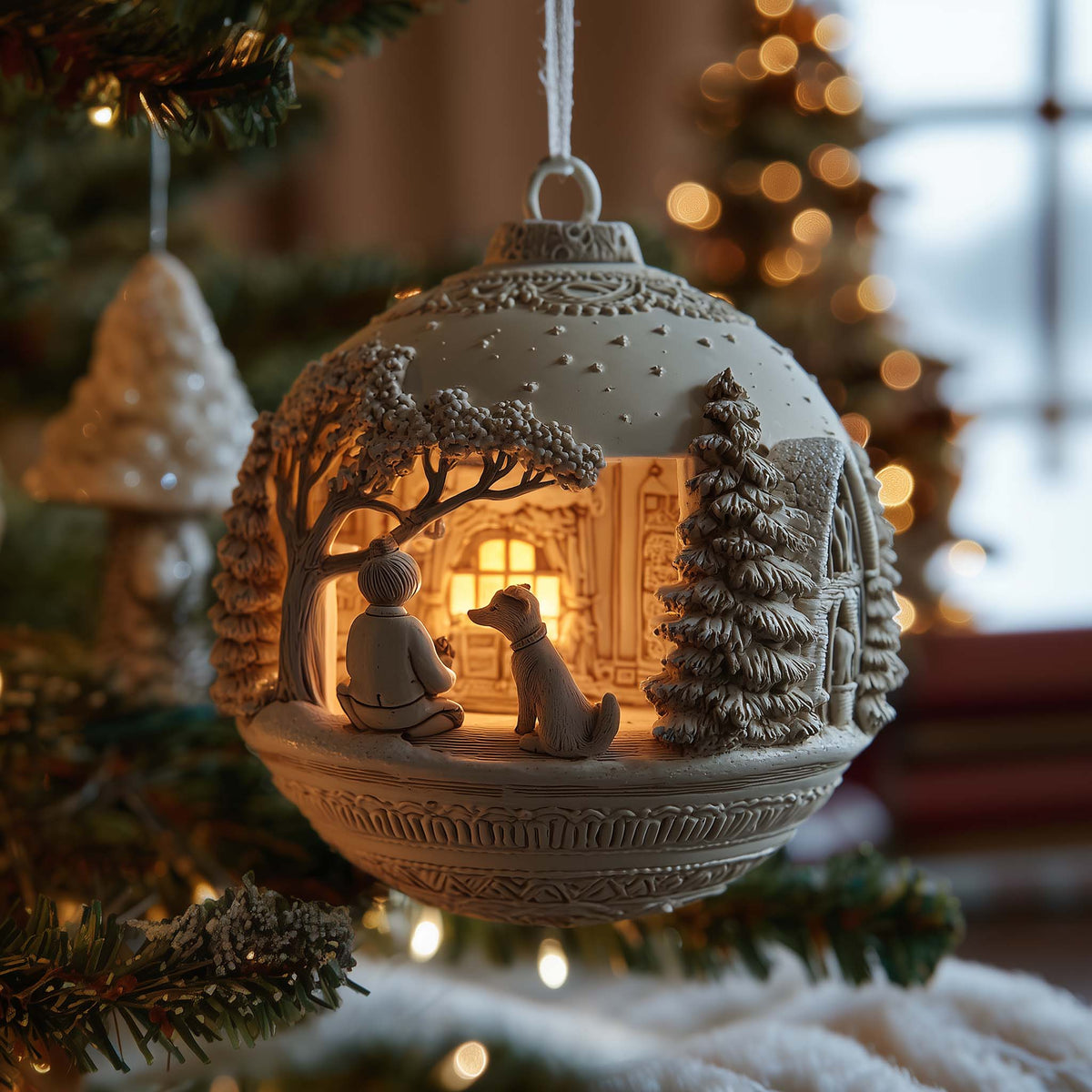 Cozy Companions Fireside Globe Christmas Mica Ornament