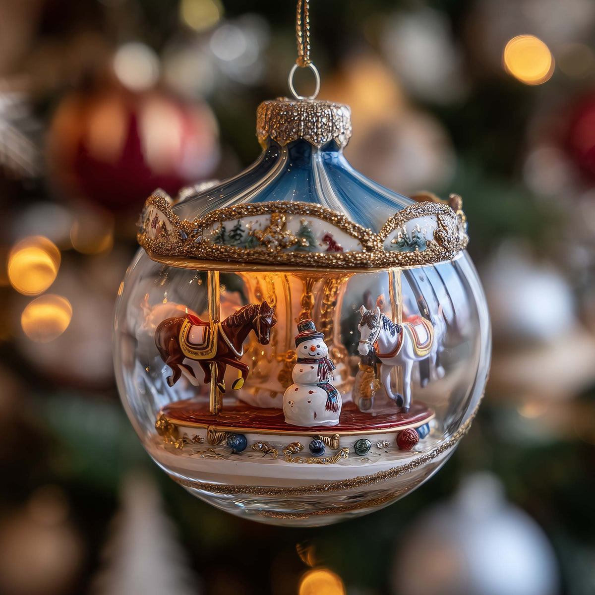 Vintage Carousel Holiday Carousel Christmas Mica Ornament