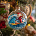 Surfing Santa Tropical Island Wave Christmas Mica Ornament