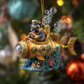 Captain Pug Christmas Mica Ornament