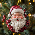 Holly Santa Christmas Mica Ornament