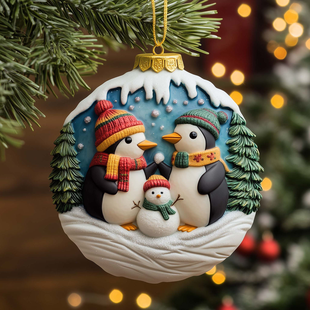 South Pole Brood Gathering Mica Ornament